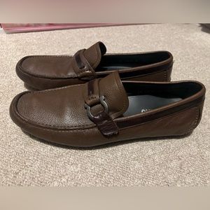 Salvatore Ferragamo Men's Brown Buckle Driving Shoes Size 8 1/2